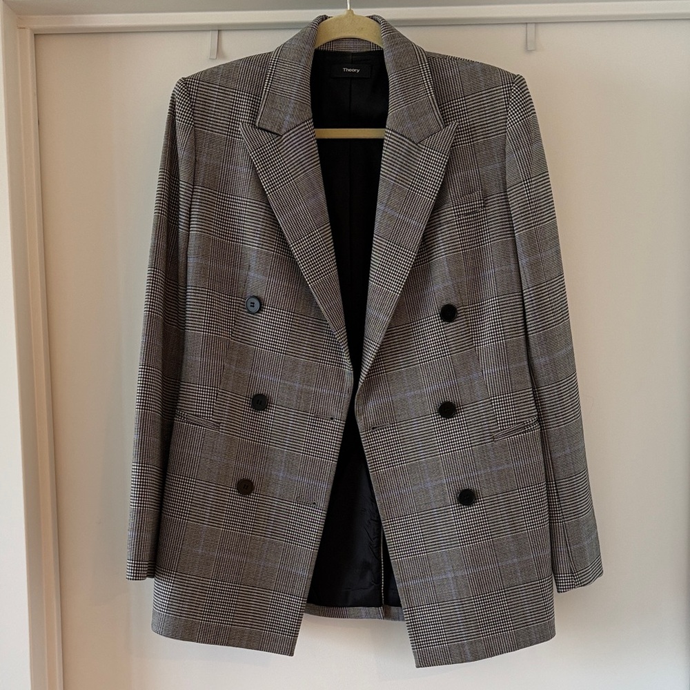 Theory Wool Plaid Blazer
